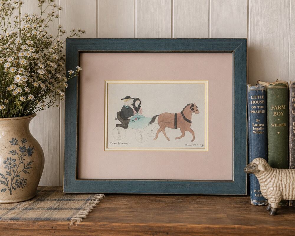 Vintage Xtian Newswanger Amish Horse & Buggy Courtship Signed Limited Print